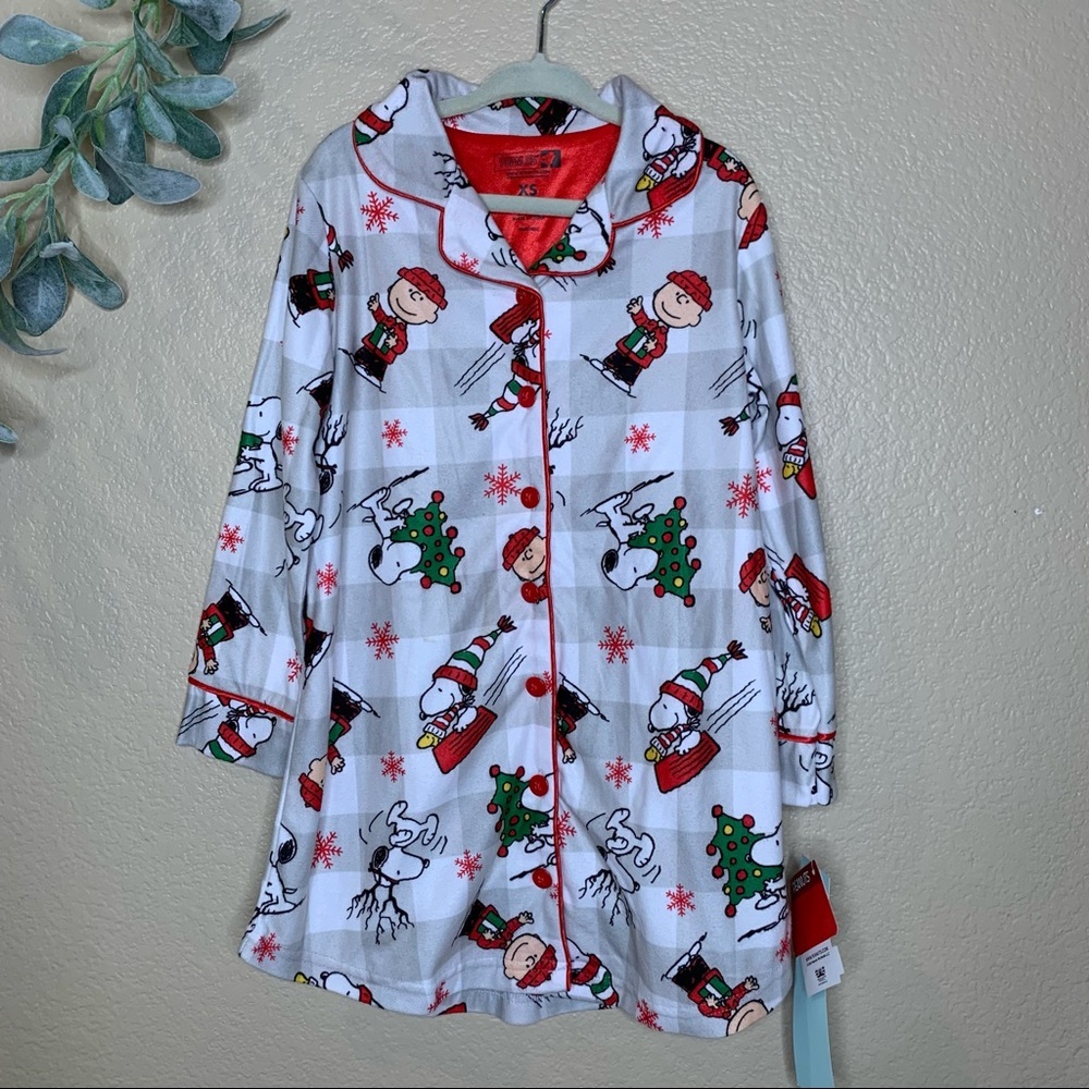 Peanuts Toddler Girls' Snoopy And Charlie Brown Holiday Woven Nightgown
